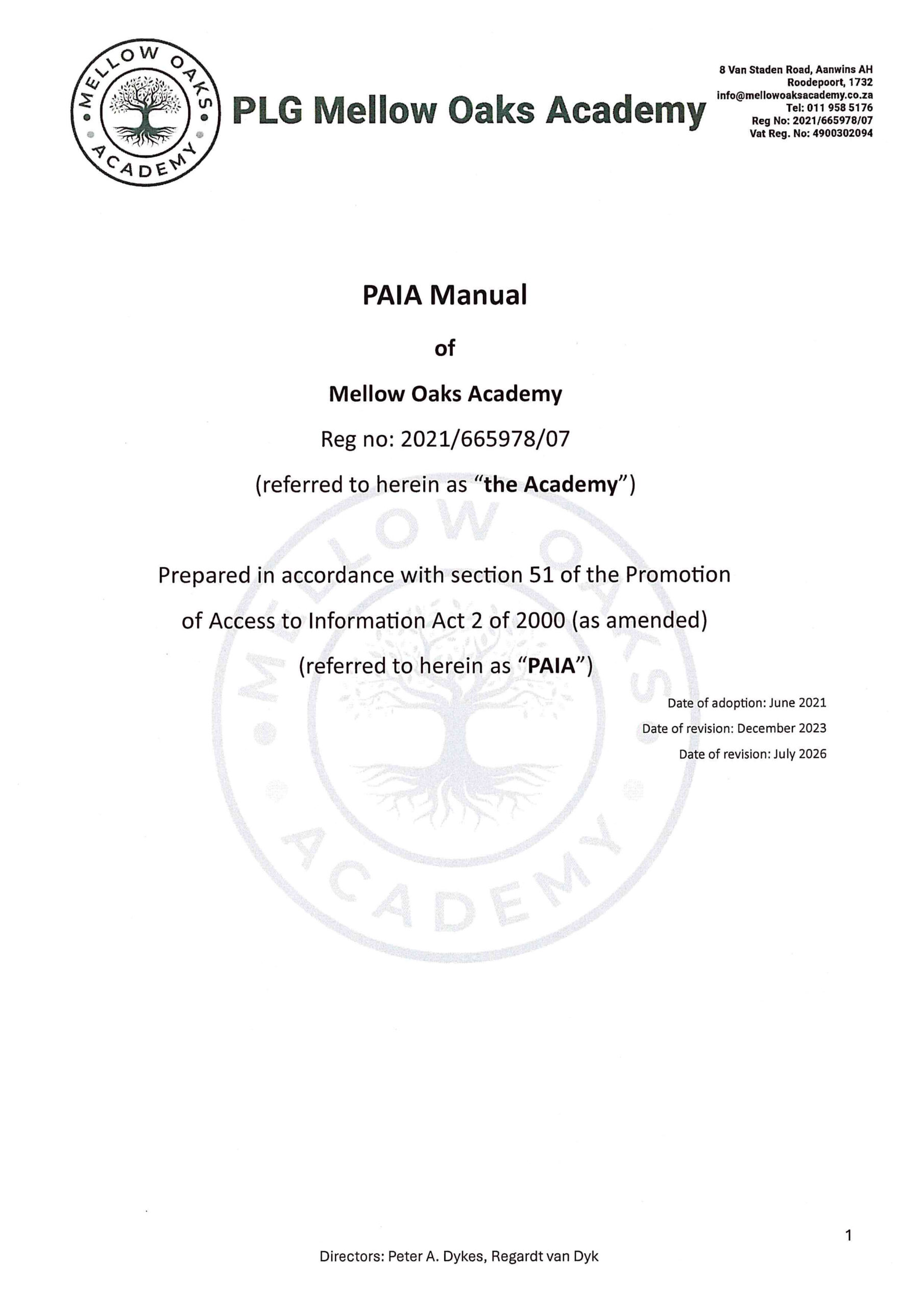 plg mellow oaks academy paia manual signed.10.07.2026 1